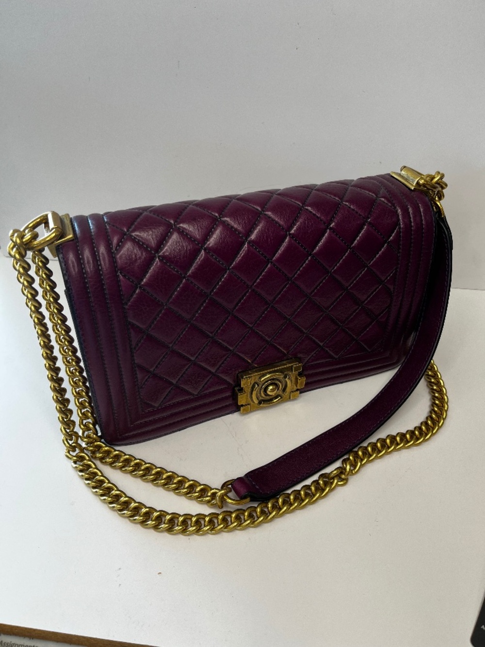 Pijushi Purple Leather Handbag
